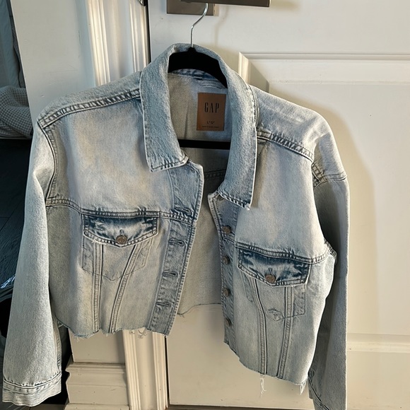 GAP washwell cropped oversized denim jacket Large Petite - Picture 1 of 7